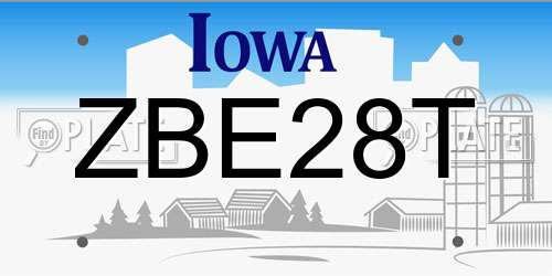 ZBE28T Iowa License Plate