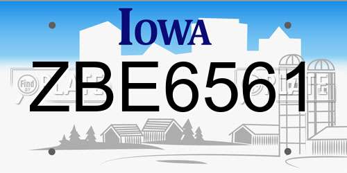 ZBE6561 Iowa License Plate