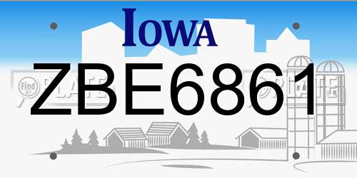 ZBE6861 Iowa License Plate