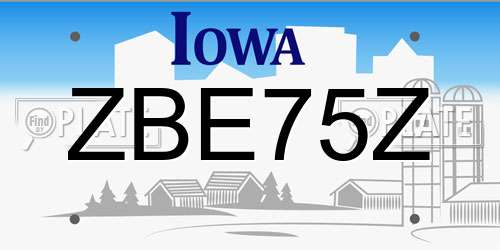 ZBE75Z Iowa License Plate