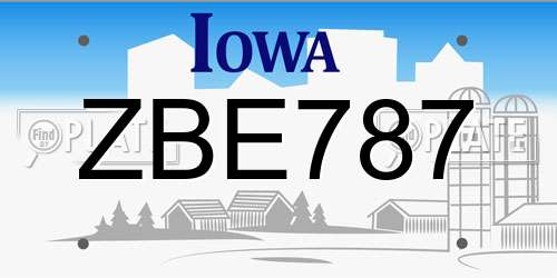 ZBE787 Iowa License Plate
