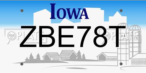 ZBE78T Iowa License Plate