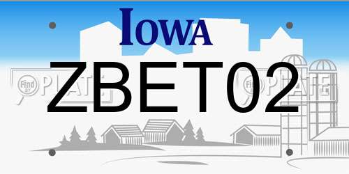 ZBET02 Iowa License Plate