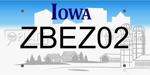 ZBEZ02 Iowa License Plate