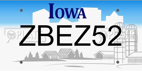 ZBEZ52 Iowa License Plate