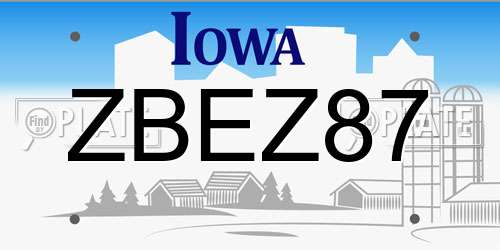 ZBEZ87 Iowa License Plate
