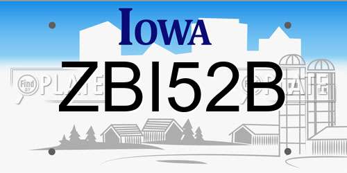 ZBI52B Iowa License Plate