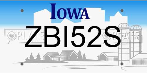 ZBI52S Iowa License Plate