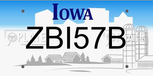 ZBI57B Iowa License Plate