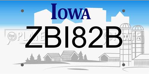 ZBI82B Iowa License Plate