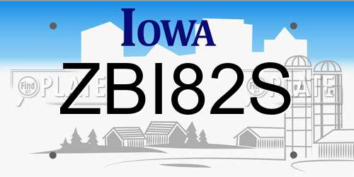 ZBI82S Iowa License Plate