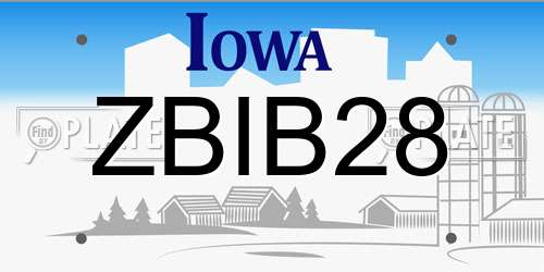 ZBIB28 Iowa License Plate