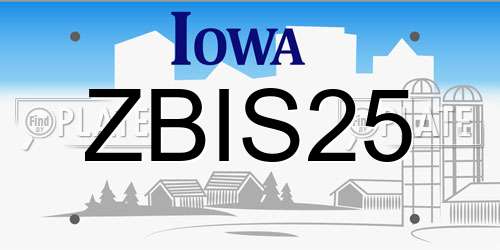 ZBIS25 Iowa License Plate