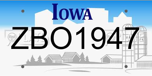 ZBO1947 Iowa License Plate