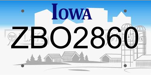 ZBO2860 Iowa License Plate