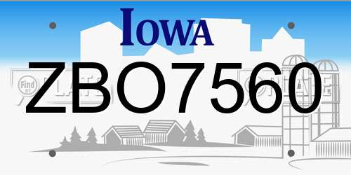 ZBO7560 Iowa License Plate
