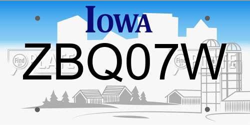 ZBQ07W Iowa License Plate