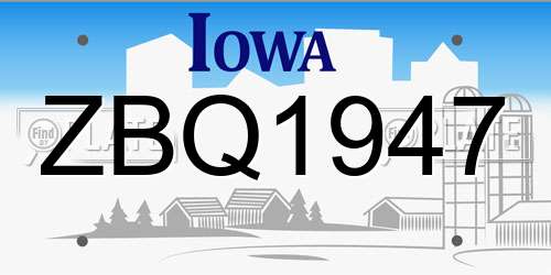 ZBQ1947 Iowa License Plate