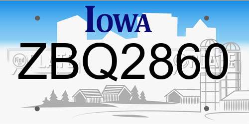 ZBQ2860 Iowa License Plate