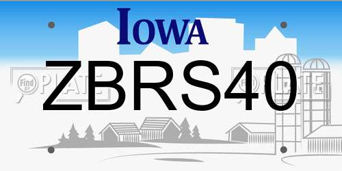 ZBRS40 Iowa License Plate