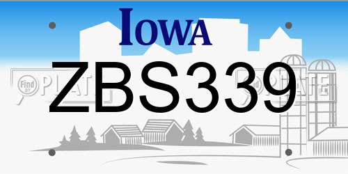 ZBS339 Iowa License Plate
