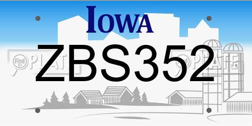 ZBS352 Iowa License Plate