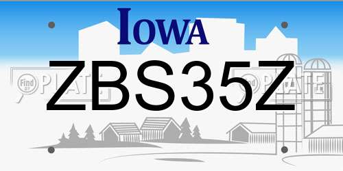 ZBS35Z Iowa License Plate