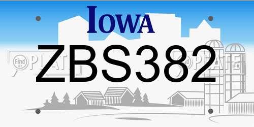 ZBS382 Iowa License Plate