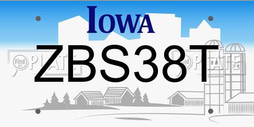 ZBS38T Iowa License Plate