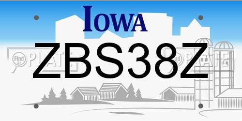 ZBS38Z Iowa License Plate