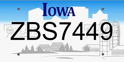 ZBS7449 Iowa License Plate