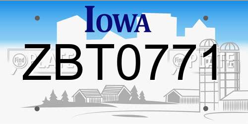 ZBT0771 Iowa License Plate