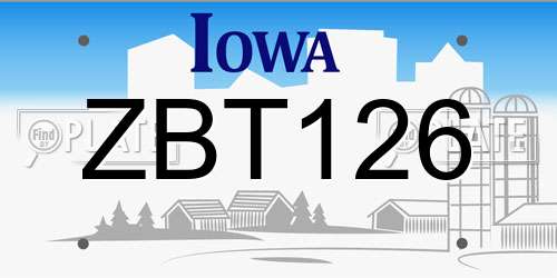 ZBT126 Iowa License Plate