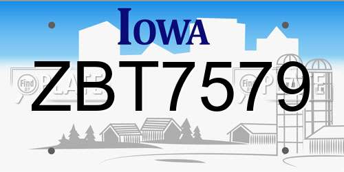 ZBT7579 Iowa License Plate