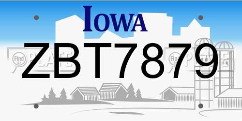 ZBT7879 Iowa License Plate