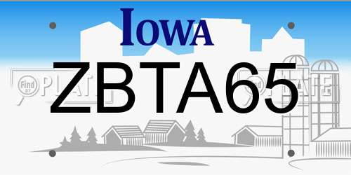 ZBTA65 Iowa License Plate
