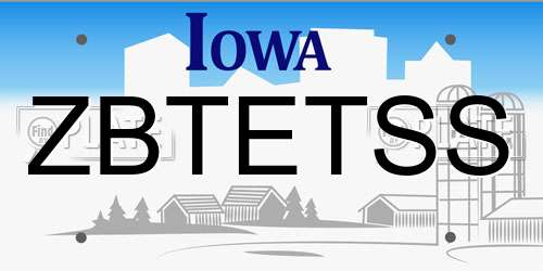 ZBTETSS Iowa License Plate