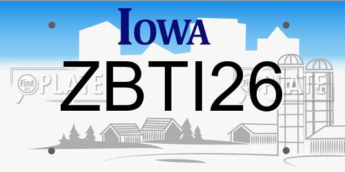 ZBTI26 Iowa License Plate