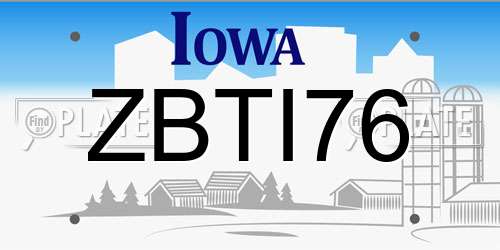 ZBTI76 Iowa License Plate