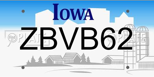 ZBVB62 Iowa License Plate