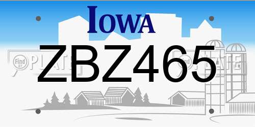 ZBZ465 Iowa License Plate