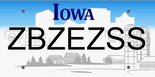 ZBZEZSS Iowa License Plate