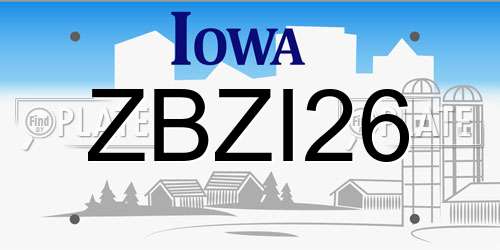 ZBZI26 Iowa License Plate