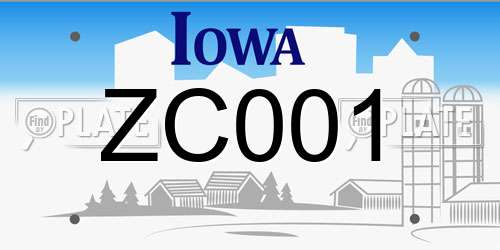 ZC001 Iowa License Plate