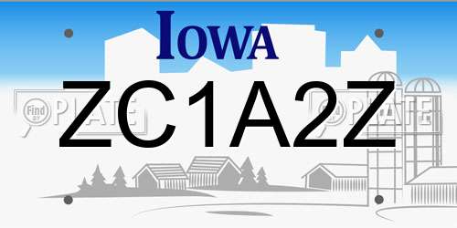 ZC1A2Z Iowa License Plate