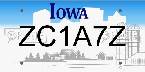 ZC1A7Z Iowa License Plate