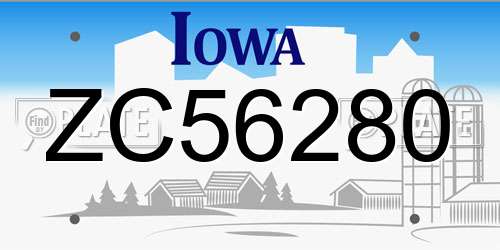 ZC56280 Iowa License Plate