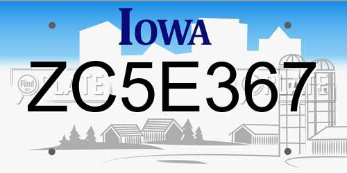 ZC5E367 Iowa License Plate