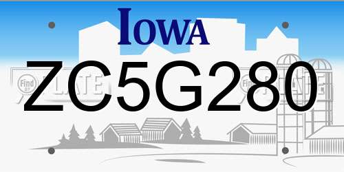 ZC5G280 Iowa License Plate