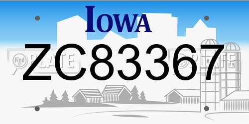 ZC83367 Iowa License Plate